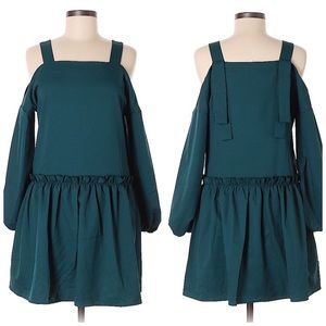 After Market Green Off Shoulder Dress